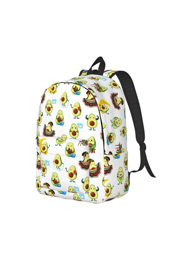 Funny Avocado In Mexican Clothes Pattern Durable Canvas Backpack for Men & Women – Stylish & Lightweight – Adjustable Straps, Multiple Pockets – Fits 15-17 Inch LaptopsMedium