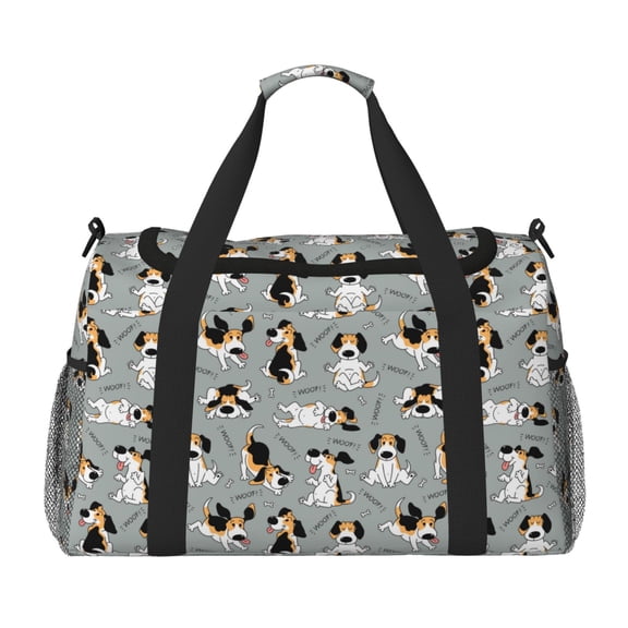 Rateoe Funny Beagle Active Dog Pattern Gym Bag for Women, Duffle Bag for Travel with Wet Pocket, Carry on Weekender Bags for Women, Water Resistant Travel Bag Duffel Bag