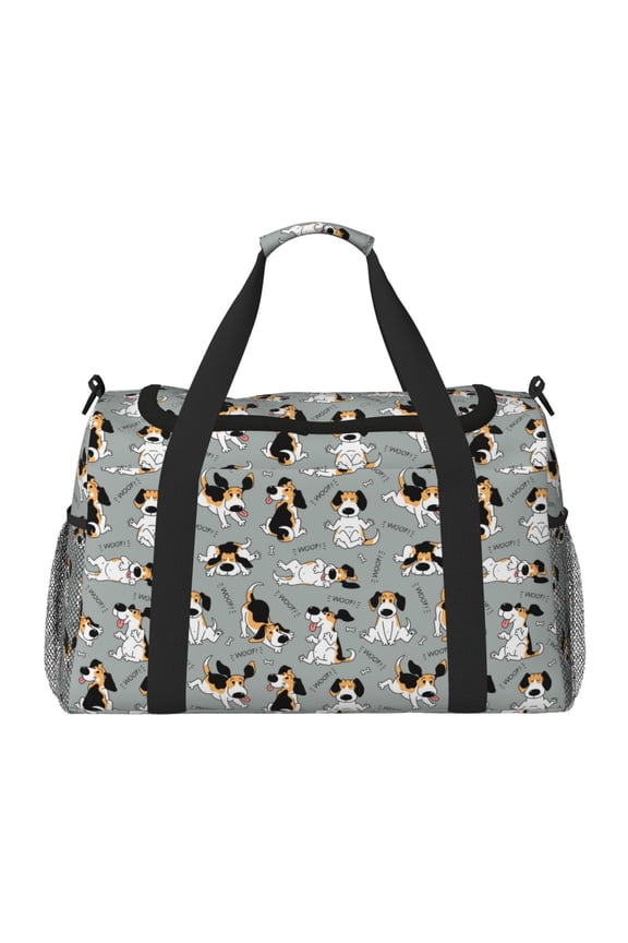 Funny Beagle Active Dog Pattern Gym Bag for Women, Duffle Bag for Travel with Wet Pocket, Carry on Weekender Bags for Women, Water Resistant Travel Bag Duffel Bag
