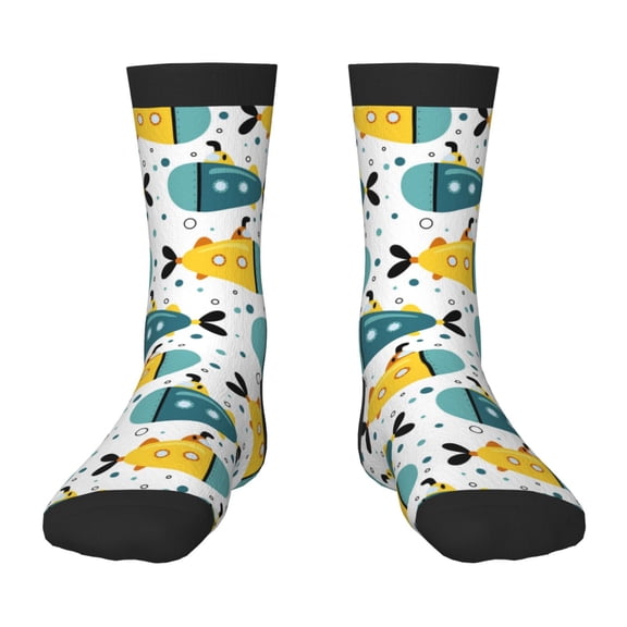 Rateoe Funny Boats Pattern Children's Socks, Socks Gifts ,kids Crew Soft Cotton Socks , Moisture-Wicking, Durable, Ideal for Daily Wear & Sports