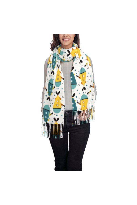 Funny Boats Women's Traditional Scarf Wrap Tassel Shawl Fringes Neck Head Shawl Retro Scarf