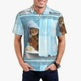 thumbnail image 1 of Rateoe Funny Cat Taking a Bath Pattern Men's Short Sleeve Polo Shirts, Golf Polo Shirts Short Sleeve Performance Moisture Wicking Dry-4X-Large, 1 of 6