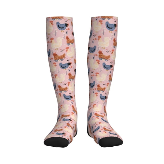 Rateoe Funny Chicken Compression Socks for Women and Men 20-30mmHg-Circulation Support Socks Knee High Nurse Pregnant Running Medical and Travel Athletic