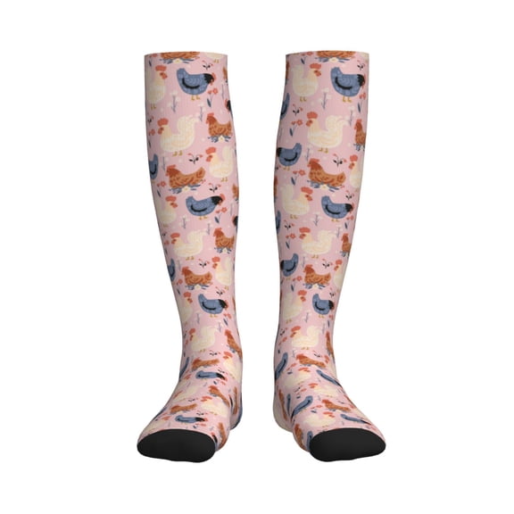 Rateoe Funny Chicken Compression Socks for Women and Men 20-30mmHg-Circulation Support Socks Knee High Nurse Pregnant Running Medical and Travel Athletic