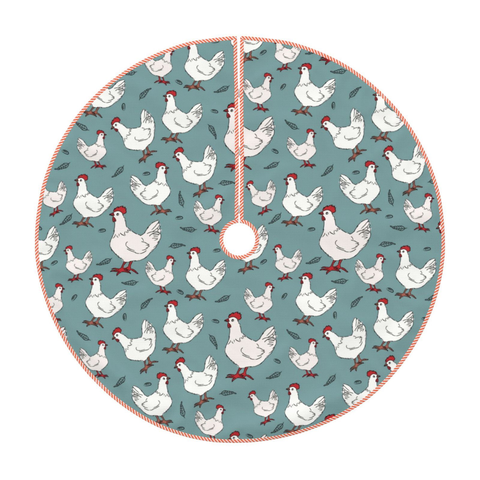 Rateoe Funny Chicken Pattern Christmas Tree Skirt with Ties , Christmas ...