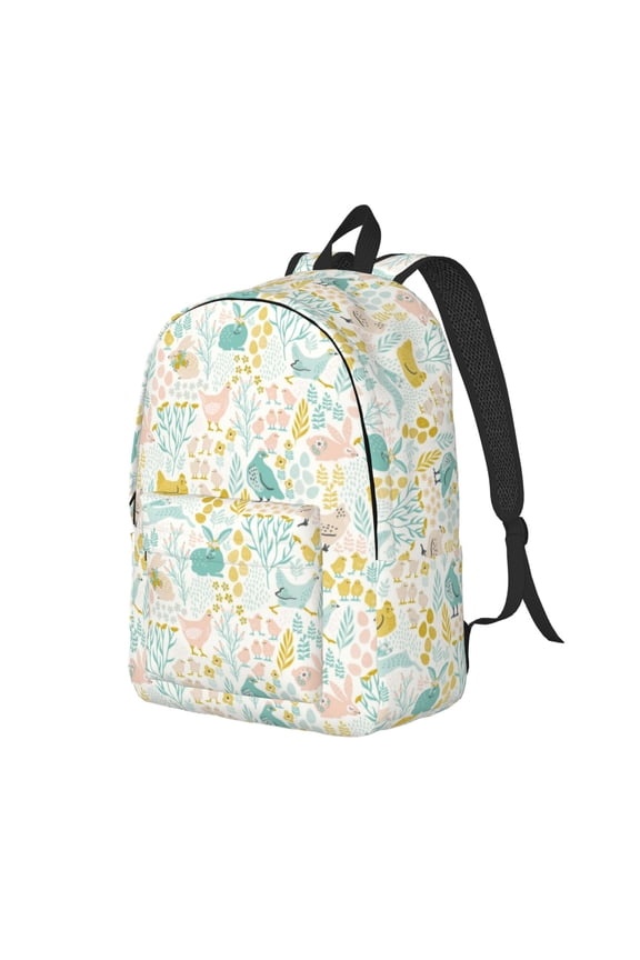 Funny Chicken Pattern Durable Canvas Backpack for Men & Women – Stylish & Lightweight – Adjustable Straps, Multiple Pockets – Fits 15-17 Inch LaptopsMedium