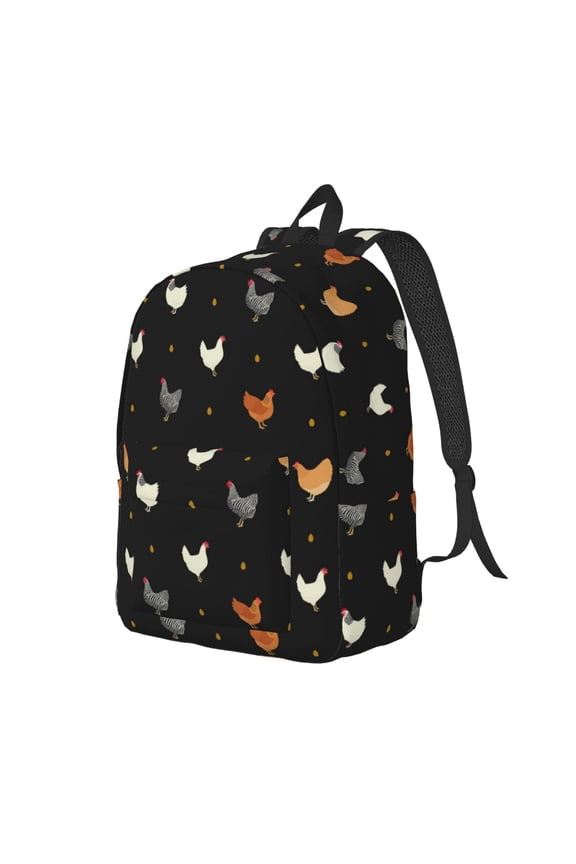 Funny Chicken Pattern Durable Canvas Backpack for Men & Women – Stylish & Lightweight – Adjustable Straps, Multiple Pockets – Fits 15-17 Inch LaptopsMedium