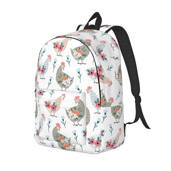 Rateoe Funny Chicken Pattern Durable Canvas Backpack for Men & Women – Stylish & Lightweight – Adjustable Straps, Multiple Pockets – Fits 15-17 Inch LaptopsMedium