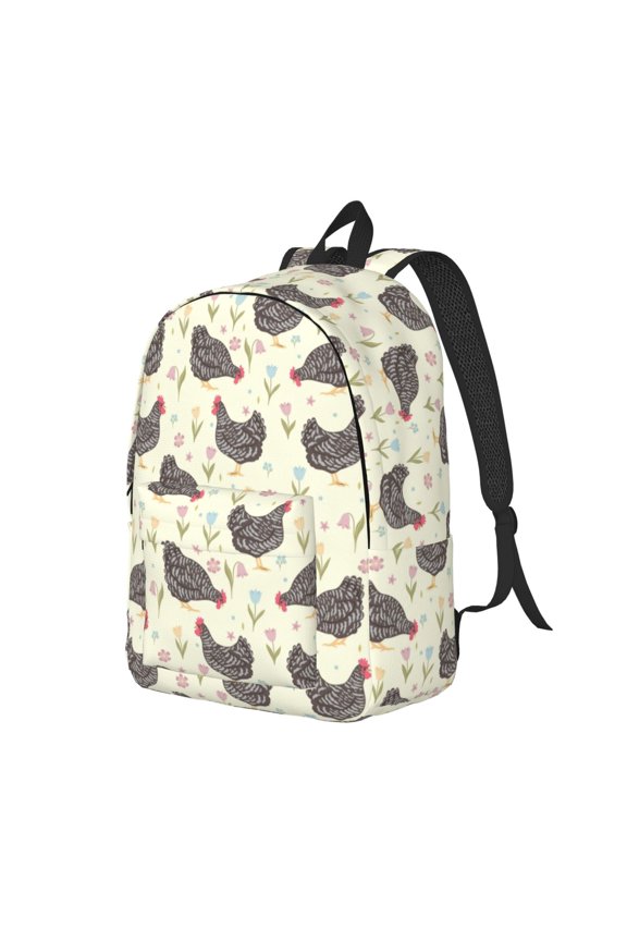 Funny Chicken Pattern Durable Canvas Backpack for Men & Women – Stylish & Lightweight – Adjustable Straps, Multiple Pockets – Fits 15-17 Inch LaptopsMedium