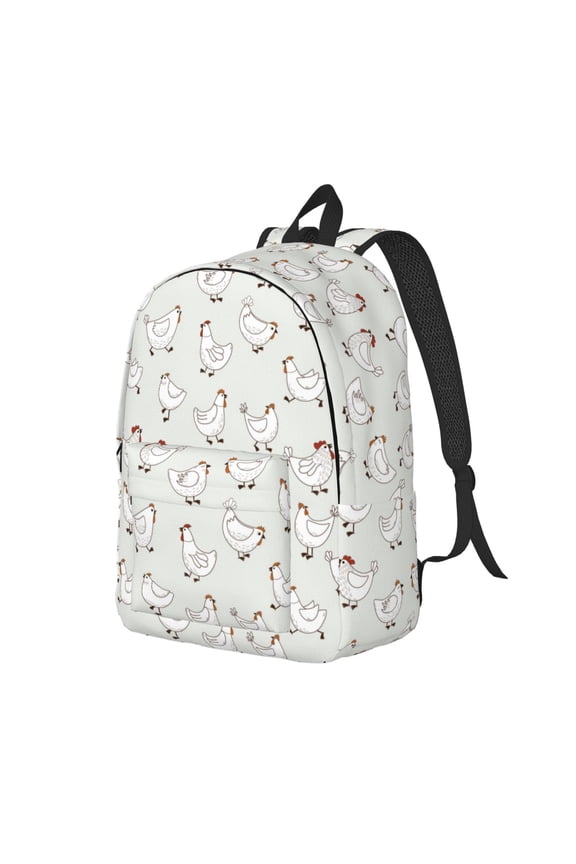 Funny Chicken Pattern Durable Canvas Backpack for Men & Women – Stylish & Lightweight – Adjustable Straps, Multiple Pockets – Fits 15-17 Inch LaptopsMedium