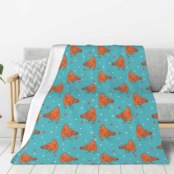 Rateoe Funny Chicken Pattern Flannel Throw Blanket, Ultra-soft Blanket for Bed, Couch, Car, Hypoallergenic Anti-pilling blanket-40"x30"(Vertical)