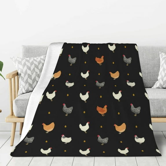 Rateoe Funny Chicken Pattern Flannel Throw Blanket, Ultra-soft Blanket for Bed, Couch, Car, Hypoallergenic Anti-pilling blanket-50"x40"(Vertical)