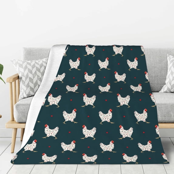 Rateoe Funny Chicken Pattern Flannel Throw Blanket, Ultra-soft Blanket for Bed, Couch, Car, Hypoallergenic Anti-pilling blanket-50"x40"(Vertical)