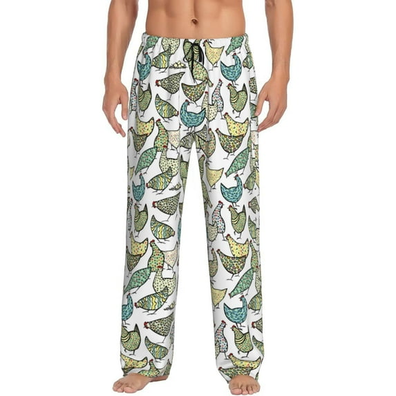 Rateoe Funny Chicken Pattern Men’s Ultra-Soft Comfy Pajama Lounge Pants Sleepwear,Comfortable Lounge Wear,lightweight Pajamas, Casual Home Wear-Large