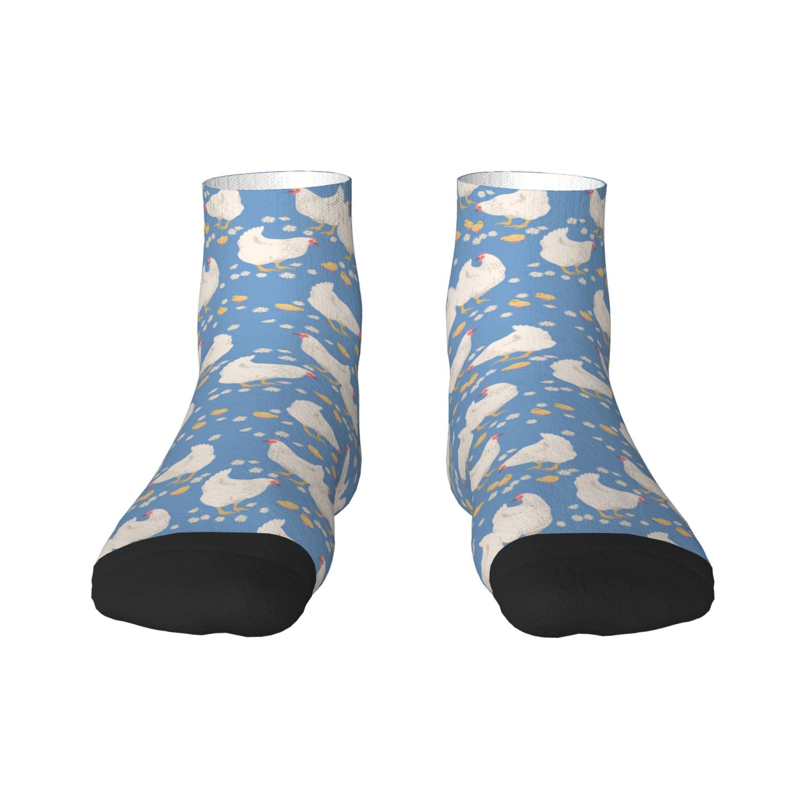 Rateoe Funny Chicken Pattern Quarter Crew Socks,Toe Seamed Ankle Socks,Cotton Cushioned Breathable Athletic Crew Sports Socks