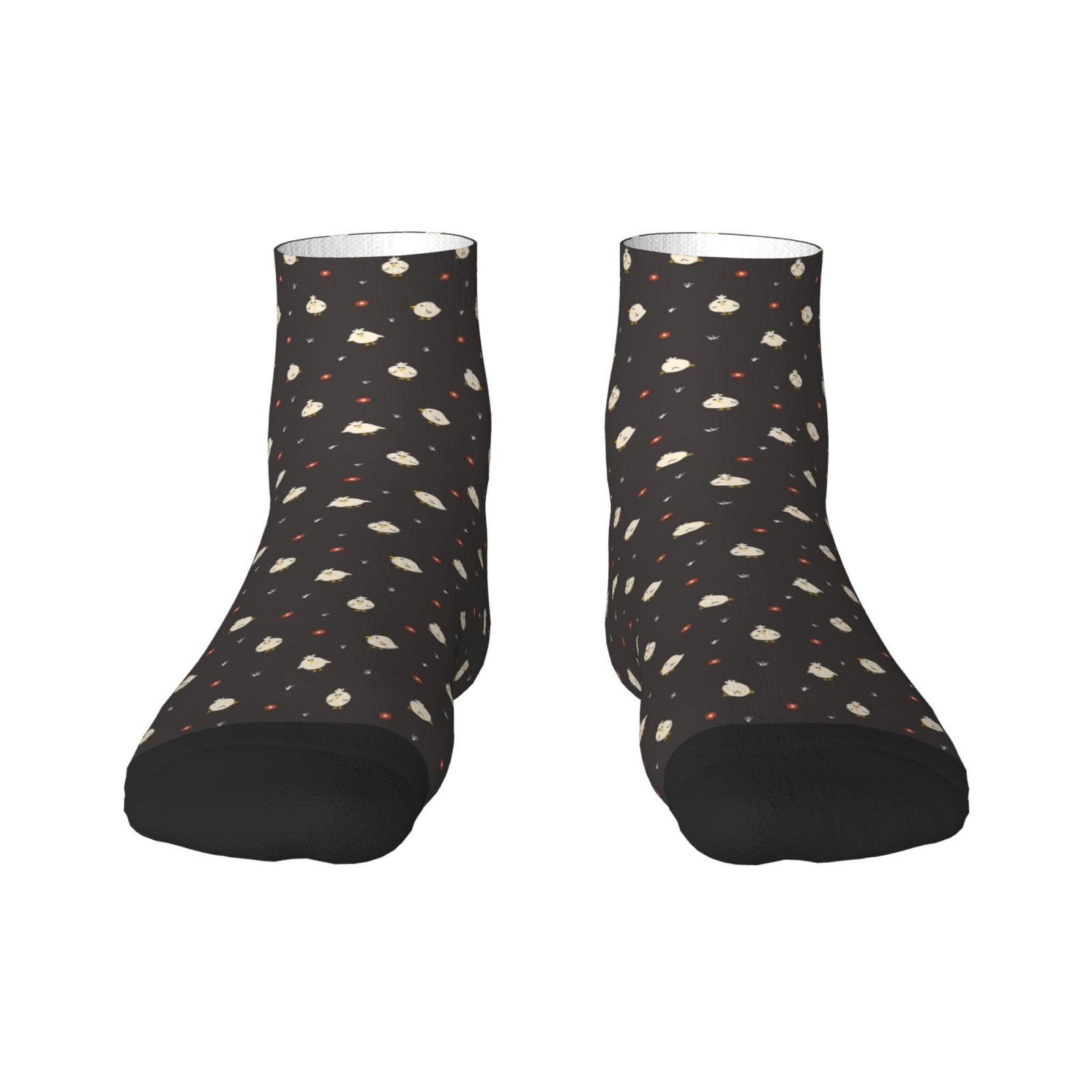 Rateoe Funny Chicken Pattern Quarter Crew Socks,Toe Seamed Ankle Socks,Cotton Cushioned Breathable Athletic Crew Sports Socks