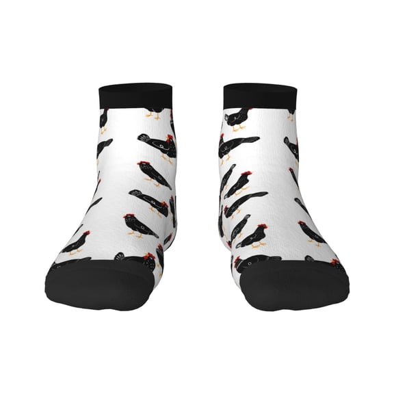 Rateoe Funny Chicken Pattern Quarter Crew Socks,Toe Seamed Ankle Socks,Cotton Cushioned Breathable Athletic Crew Sports Socks