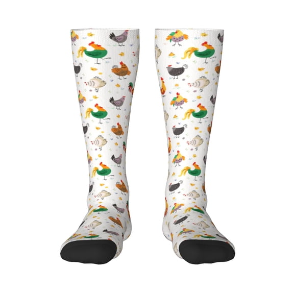 Rateoe Funny Chicken Pattern Women’s Knee High Crew Socks,Trouser Socks Comfortable, Breathable, Moisture-Wicking and Soft