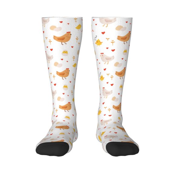 Rateoe Funny Chicken Pattern Women’s Knee High Crew Socks,Trouser Socks Comfortable, Breathable, Moisture-Wicking and Soft