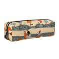 thumbnail image 1 of Rateoe Funny Chicken Print Leather Pencil Case with Smooth Zipper, Compact Storage for Writing Tools & Art Supplies, 8.26" x 1.96" x 2.16", 1 of 7