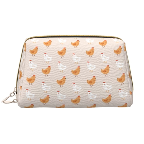 Rateoe Funny Chicken for Travel Makeup Bag,Large Capacity Cosmetic Bags for Women,Waterproof Portable Pouch Open Flat Toiletry Bag Make up Organizer
