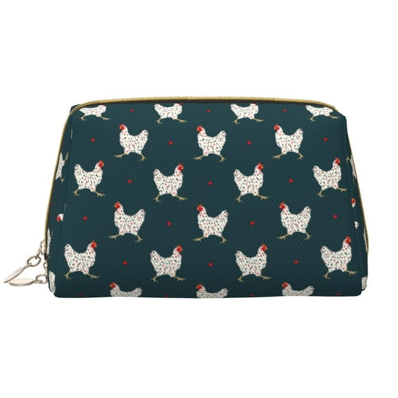 Rateoe Funny Chicken for Travel Makeup Bag,Large Capacity Cosmetic Bags for Women,Waterproof Portable Pouch Open Flat Toiletry Bag Make up Organizer