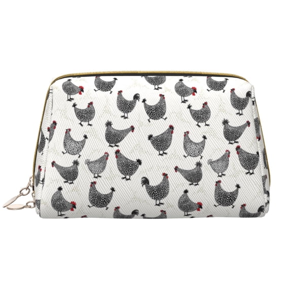 Rateoe Funny Chicken for Travel Makeup Bag,Large Capacity Cosmetic Bags for Women,Waterproof Portable Pouch Open Flat Toiletry Bag Make up Organizer