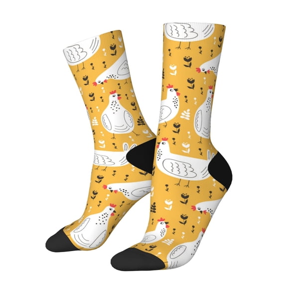 Rateoe Funny Chicken for Women Casual Calf Socks - Cute Crew Socks - Thin Soft Above Ankle Socks Size 5-11