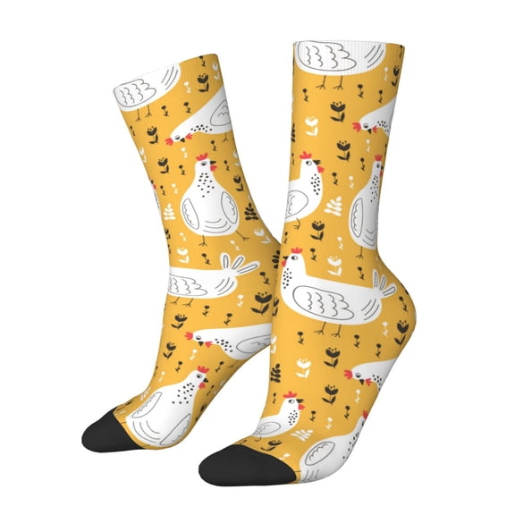 Rateoe Funny Chicken for Women Casual Calf Socks - Cute Crew Socks - Thin Soft Above Ankle Socks Size 5-11