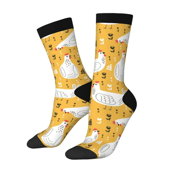 Rateoe Funny Chicken for Women Casual Calf Socks - Cute Crew Socks - Thin Soft Above Ankle Socks Size 5-11