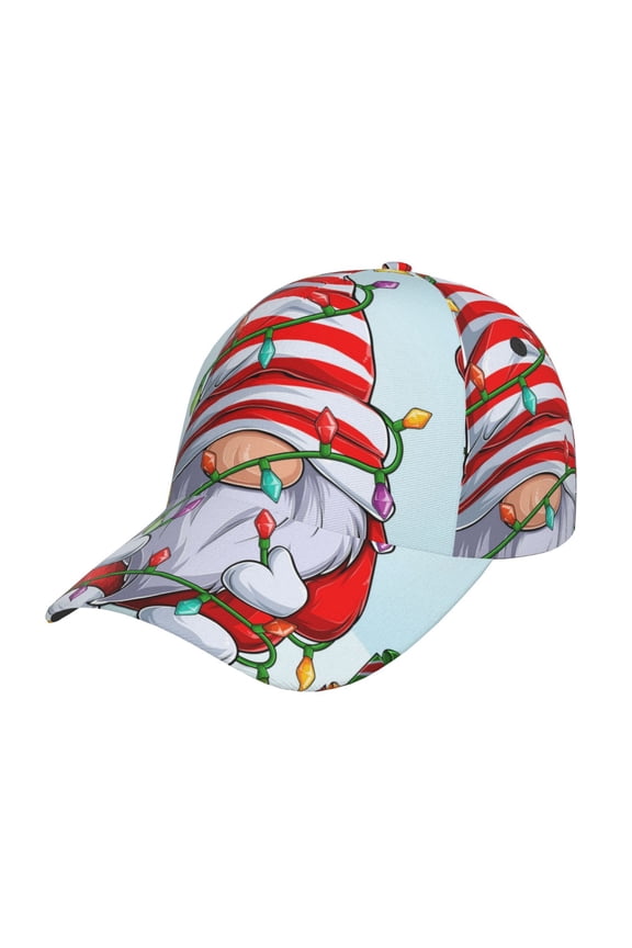 Funny Christmas Gnome Pattern Mens Baseball Cap  Adjustable Curved Brim Hat, Soft Cotton Sports Cap for Outdoor, Casual, and Everyday Wear, Comfortable & Breathable
