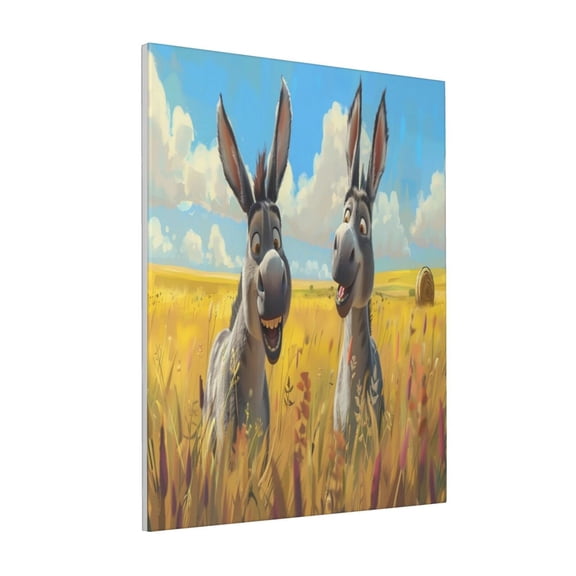 Rateoe Funny Countryside Donkey Pattern Decorative Picture – Unique Modern Wall Art, Ready-to-Hang Canvas Print for Home (Vertical)