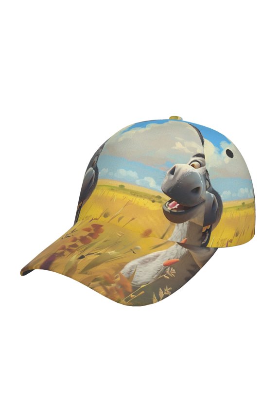 Funny Countryside Donkey Pattern Baseball Cap Outdoor Cap Mountain Dad Hat - Unstructured Soft Cotton Cap-Adjustable UV Protection Cap