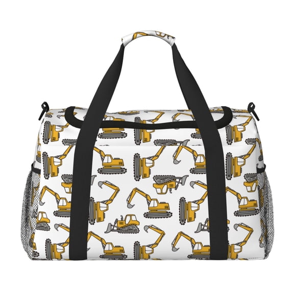 Rateoe Funny Excavator Pattern Gym Bag for Women, Duffle Bag for Travel with Wet Pocket, Carry on Weekender Bags for Women, Water Resistant Travel Bag Duffel Bag