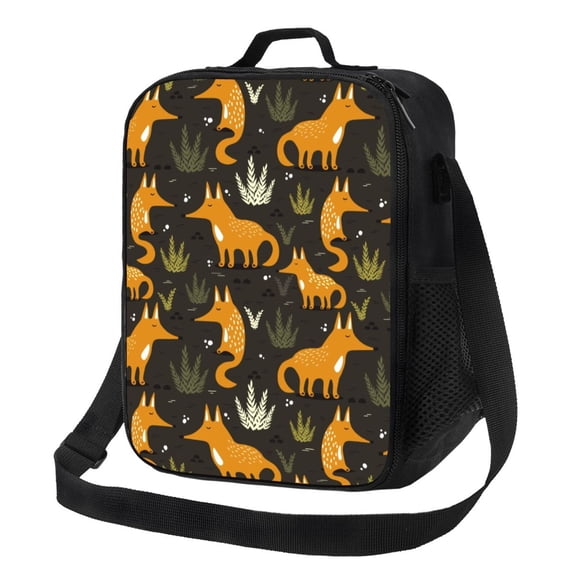 Rateoe Funny Fox by the Field Lunch Bag Reusable Lunch Box with Shoulder Straps for Men Women Insulated Portable Lunchbox for adults Suitable for School Work Picnic