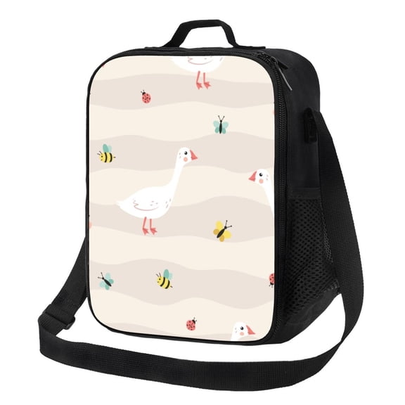 Rateoe Funny Goose1 Lunch Bag Reusable Lunch Box with Shoulder Straps for Men Women Insulated Portable Lunchbox for adults Suitable for School Work Picnic