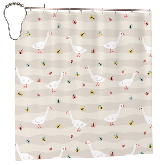 Rateoe Funny Goose1 Shower Curtain - Fancy Bathroom Shower Curtain Sets - Waterproof Shower Curtain with Hooks with 12 Plastic Hooks 72x72 Inches