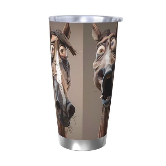 Rateoe Funny Horse Faces Expressions Printed Car Guy Gifts for Men Women Tumbler - 20oz/590ml Double Wall Vacuum Insulated Stainless Steel Travel Tumbler Cups with Lid & Straw-Without Straw