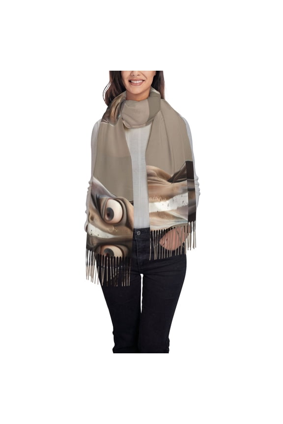 Funny Horse Faces Expressions Women's Traditional Scarf Wrap Tassel Shawl Fringes Neck Head Shawl Retro Scarf