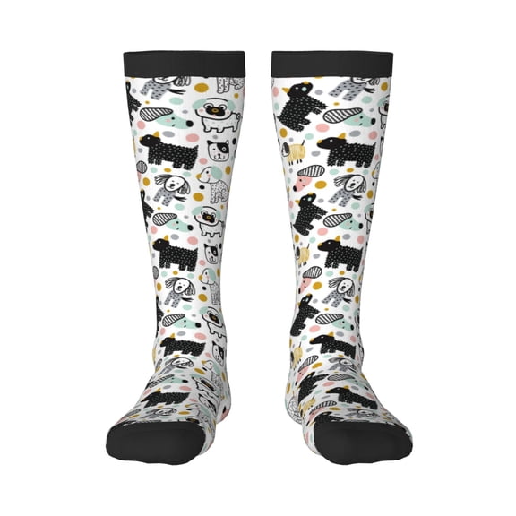 Rateoe Funny Puppy Pattern Women’s Knee High Crew Socks,Trouser Socks Comfortable, Breathable, Moisture-Wicking and Soft