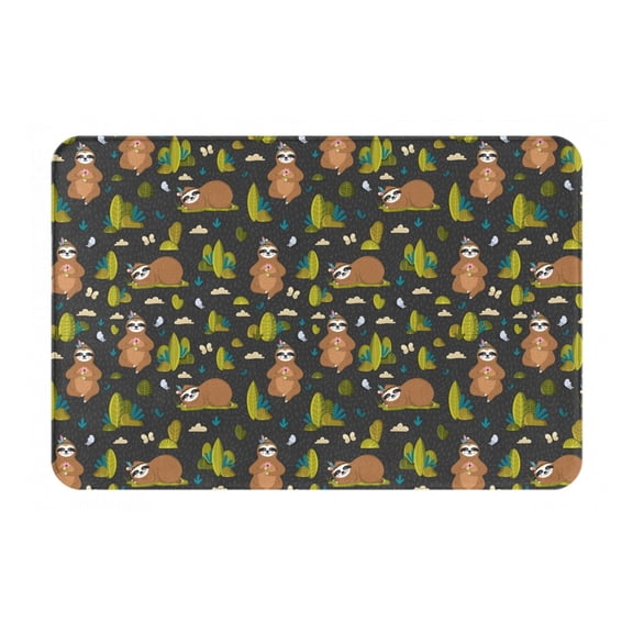 Rateoe Funny Sloths In The Forest Pattern Flannel Door Mat Indoor Outdoor Entrance, Waterproof All-Weather Doormat,Fade Resistant, Low Profile Entryway Mat 16x24in