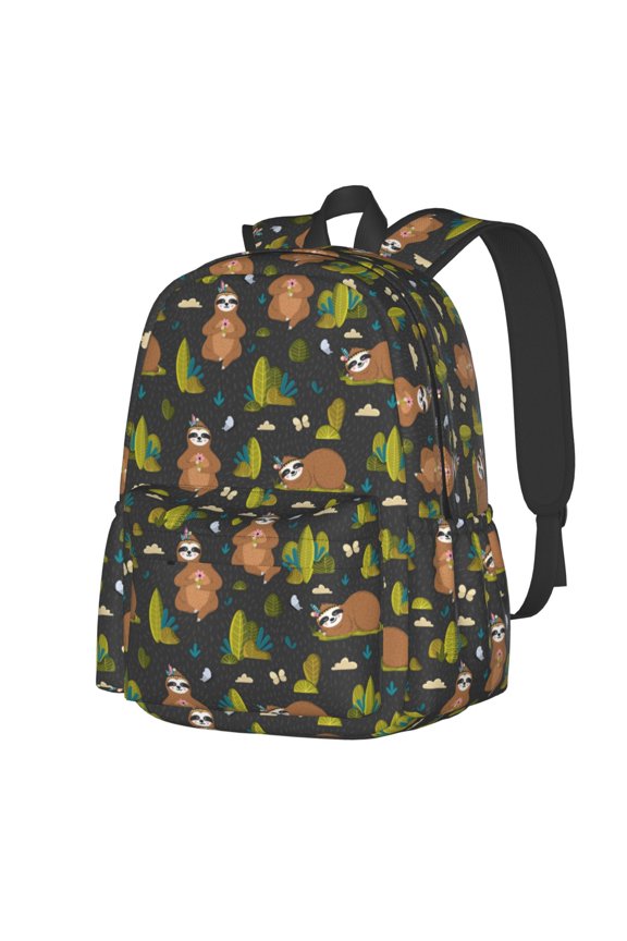 Funny Sloths In The Forest Pattern Student Backpack,Backpack for School,Lightweight Bag,Travel Backpack,Outdoor Backpack,Large Capacity Backpack