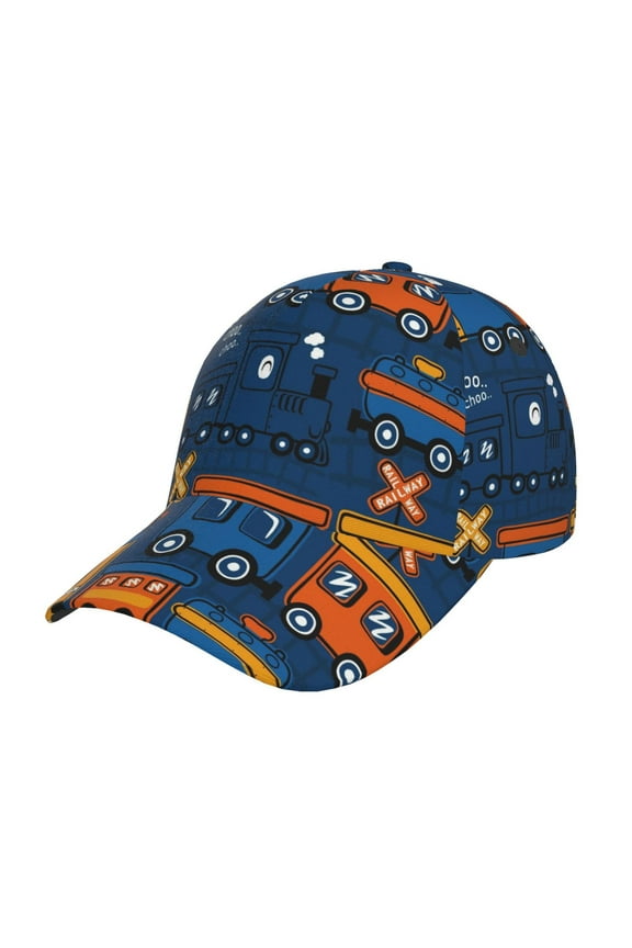 Funny Steam Train Pattern Mens Baseball Cap Adjustable Curved Brim Hat, Soft Cotton Sports Cap for Outdoor, Casual, and Everyday Wear, Comfortable & Breathable