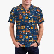 Rateoe Funny Steam Train Pattern Men's Short Sleeve Polo Shirts, Golf Polo Shirts Short Sleeve Performance Moisture Wicking Dry-XX-Large
