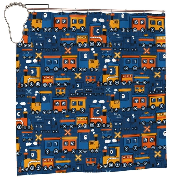 Rateoe Funny Steam Train Shower Curtain - Fancy Bathroom Shower Curtain Sets - Waterproof Shower Curtain with Hooks with 12 Plastic Hooks 72x72 Inches
