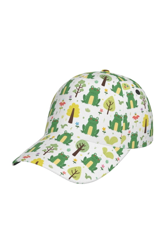 Funny Toad Pattern Mens Baseball Cap Adjustable Curved Brim Hat, Soft Cotton Sports Cap for Outdoor, Casual, and Everyday Wear, Comfortable & Breathable