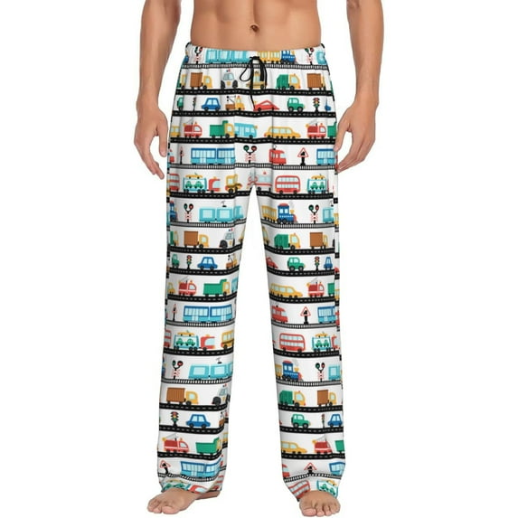 Rateoe Funny Transport Pattern Men’s Ultra-Soft Comfy Pajama Lounge Pants Sleepwear,Comfortable Lounge Wear,lightweight Pajamas, Casual Home Wear-Large