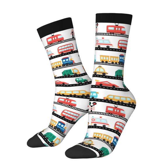 Rateoe Funny Transport for Women Casual Calf Socks - Cute Crew Socks - Thin Soft Above Ankle Socks Size 5-11