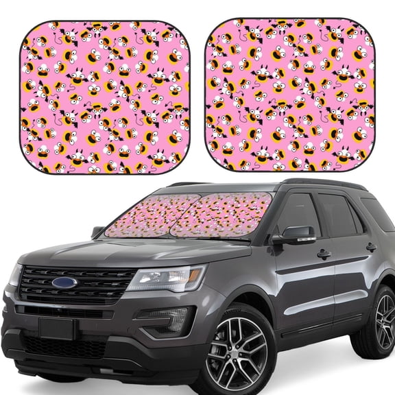 Rateoe Funny corn spider web A Pattern 2 Piece Car Windshield Sun Shade Foldable | Front Windshield Shade for Sun, Heat and UV Rays | Sunshade for Car Front Window-Medium