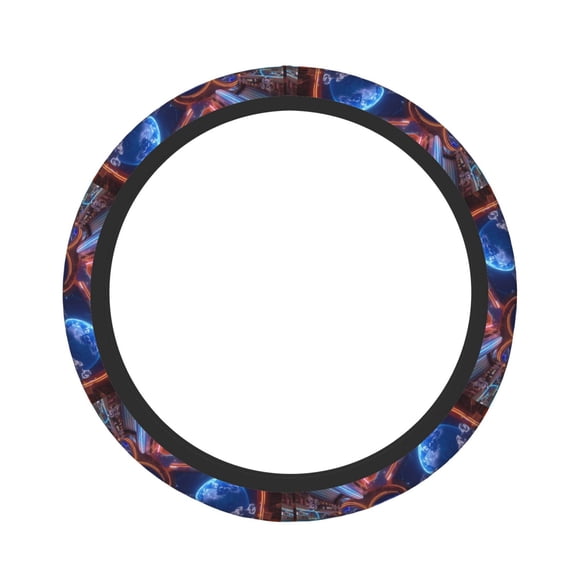 Rateoe Futuristic Bar Space View Pattern Elastic Stretch Steering Wheel Cover, Universal 15 inch, Microfiber Breathable , Anti-Slip, Odorless, Easy Carry